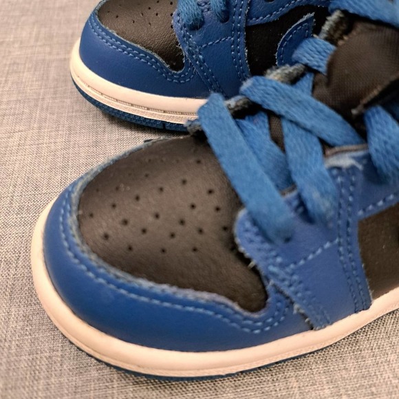 Size 6C Nike Air Jordan 1 Retro High OG TD - Dark Marina Blue 2021 AQ2665-404 - Picture 9 of 12